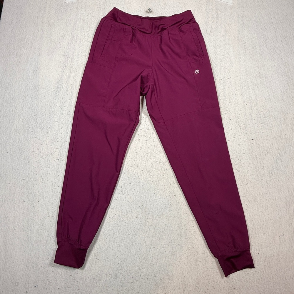 WonderWink W123 Womens Scrub Joggers Wine Burgundy Cargo Pants Size Medium